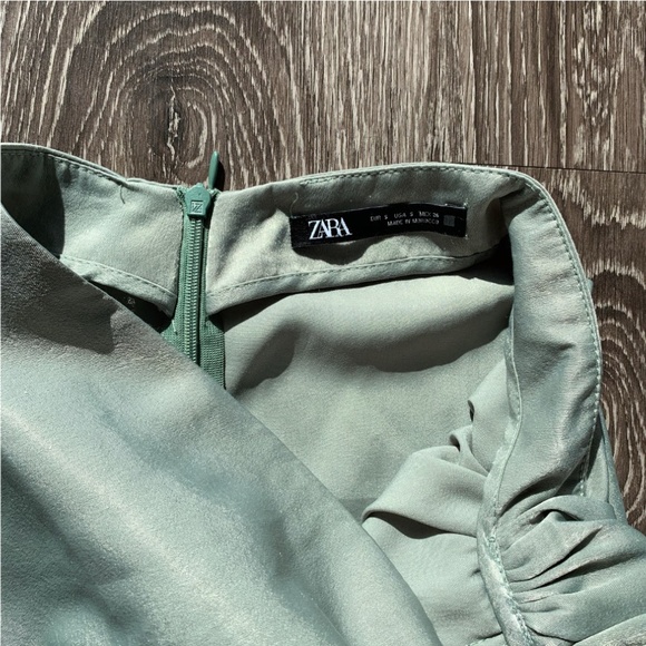 Zara Satin Effect Skirt with Knot in Khaki/Dusty Green, Size S, LNWOT - Picture 6 of 8